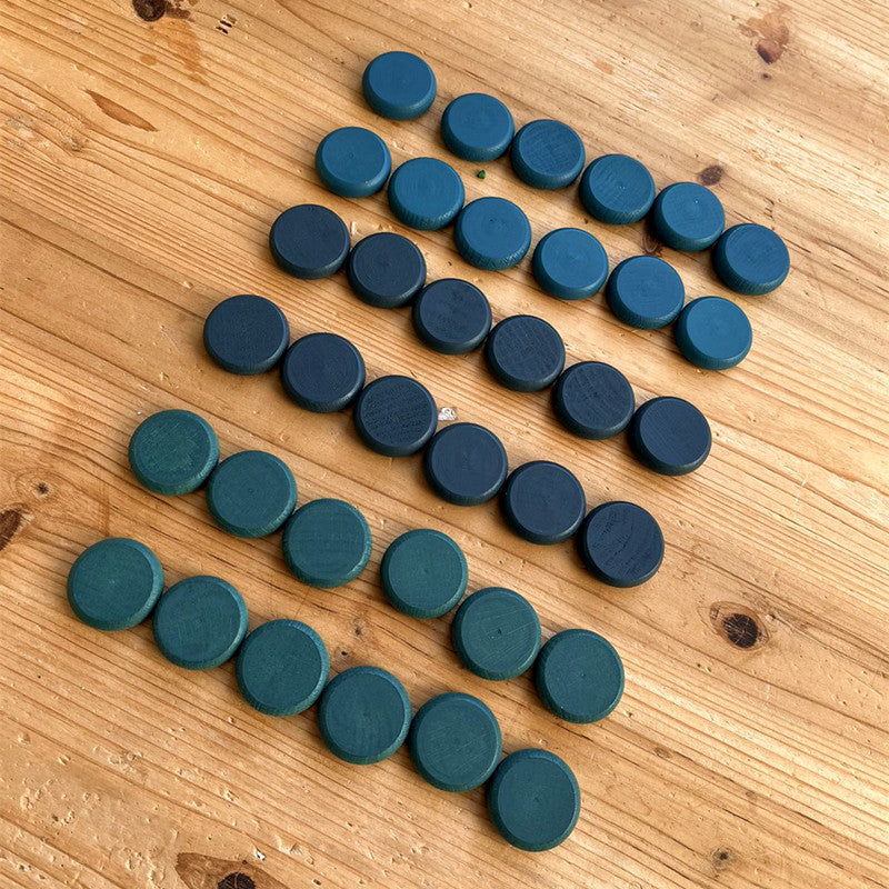 Kinmilo Ocean blue wooden round coin loose parts