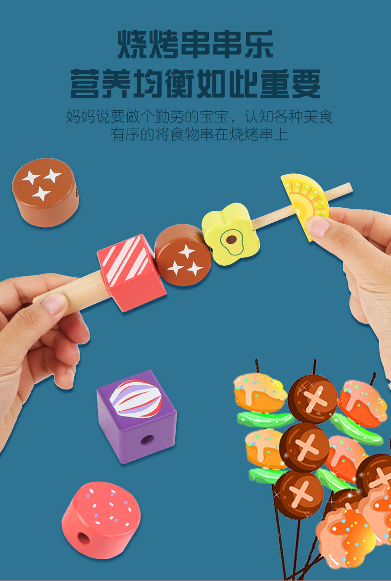 Kinmilo wooden DIY barbecue skewer food matching kit components and instructions, photo 106