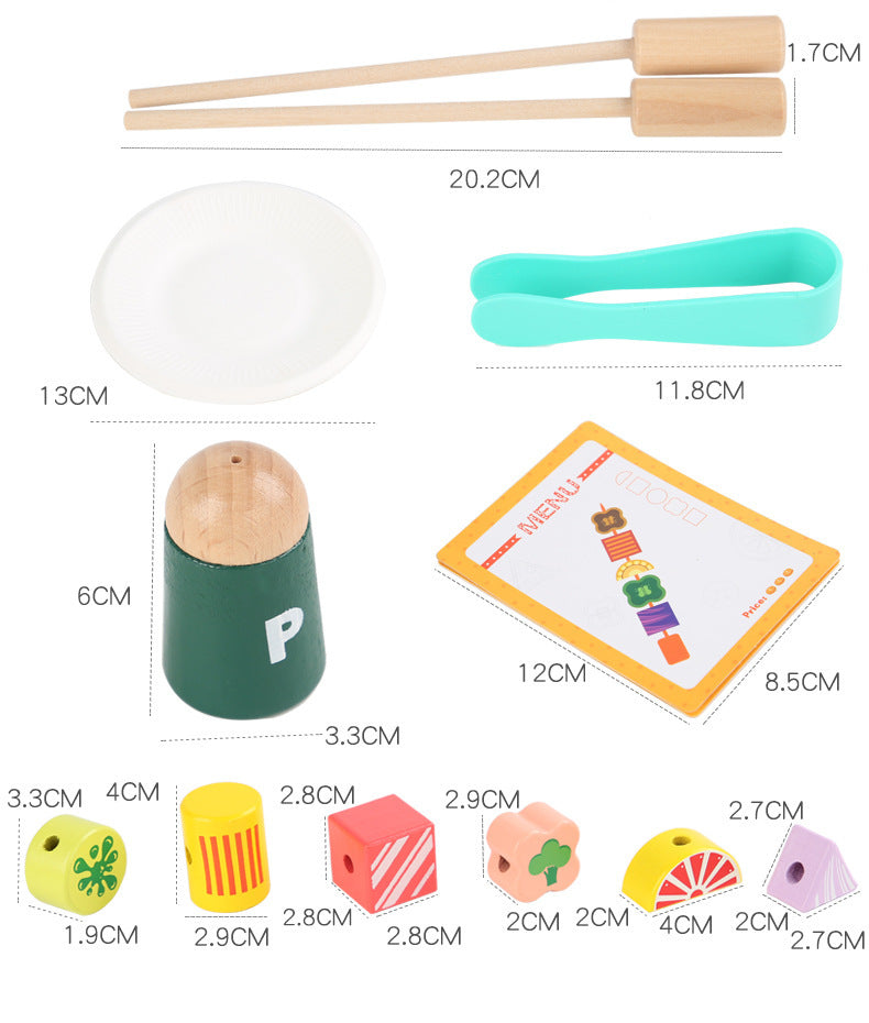 Kinmilo wooden DIY barbecue skewer food matching kit components and instructions, photo 109