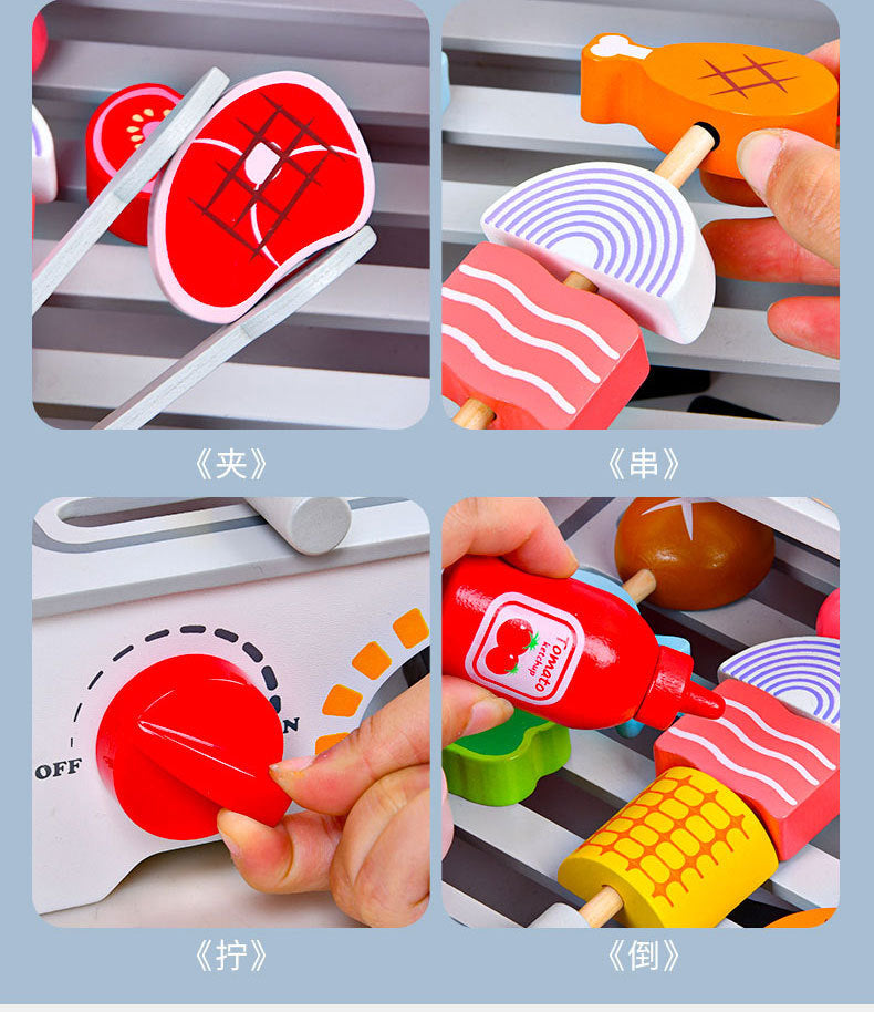 Kinmilo wooden DIY barbecue skewer food matching kit components and instructions, photo 123