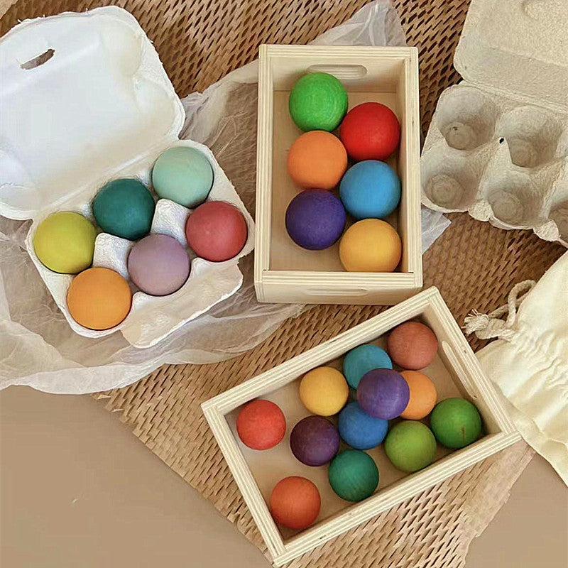 Wooden matching ball sorting tray and sensory set photo 6