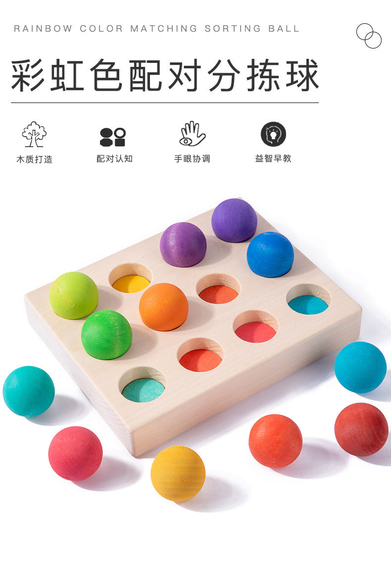 Kinmilo rainbow wood balls matching board details and dimensions image 17