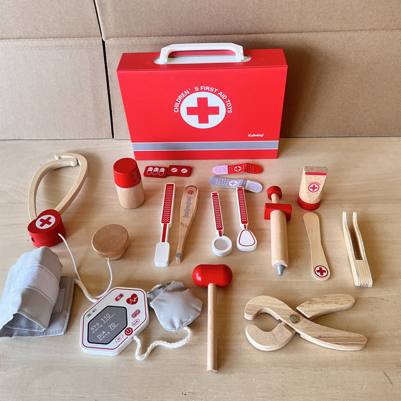 Kinmilo wooden doctor pretend play kit detail photo 6