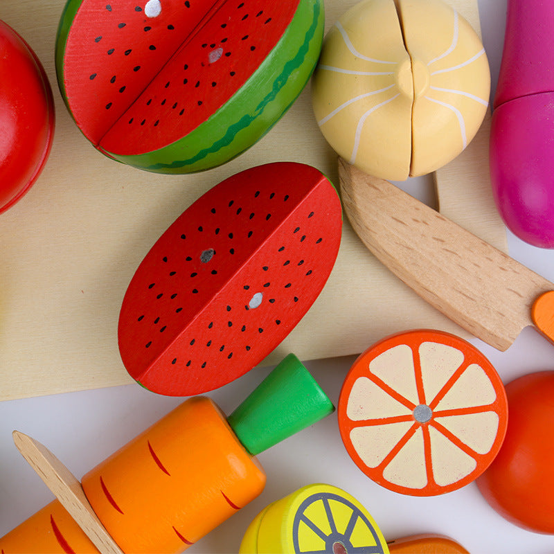 Kinmilo painted wooden cutting food playset, pretend fruit and vegetables, photo 32