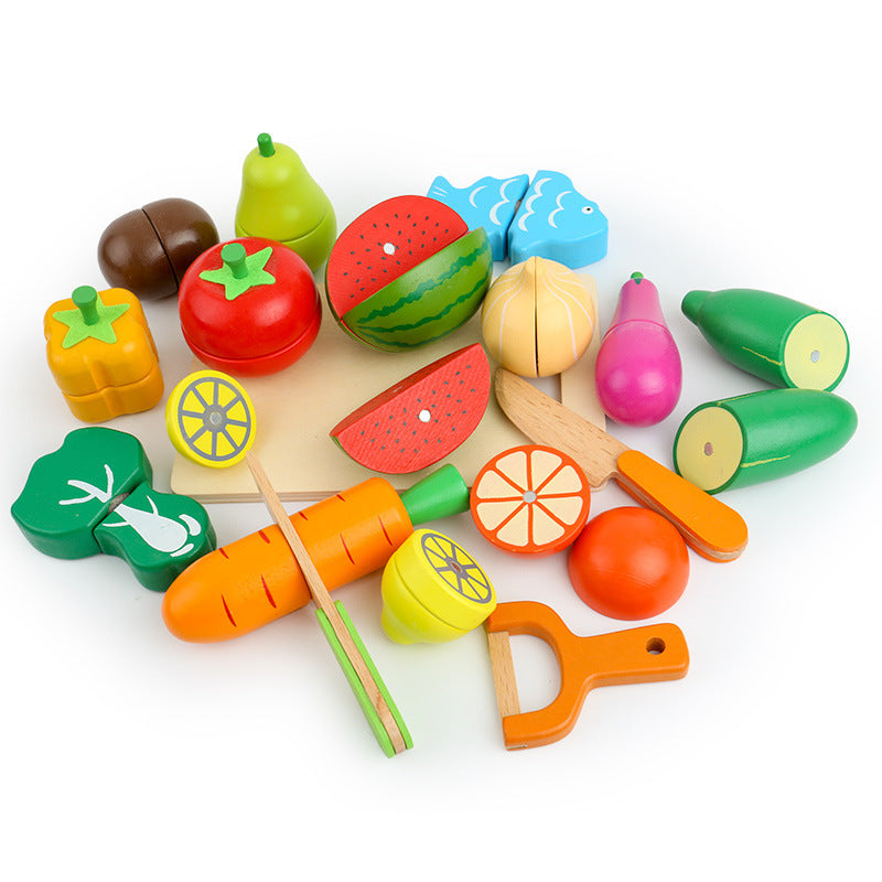 Kinmilo painted wooden cutting food playset, pretend fruit and vegetables, photo 37