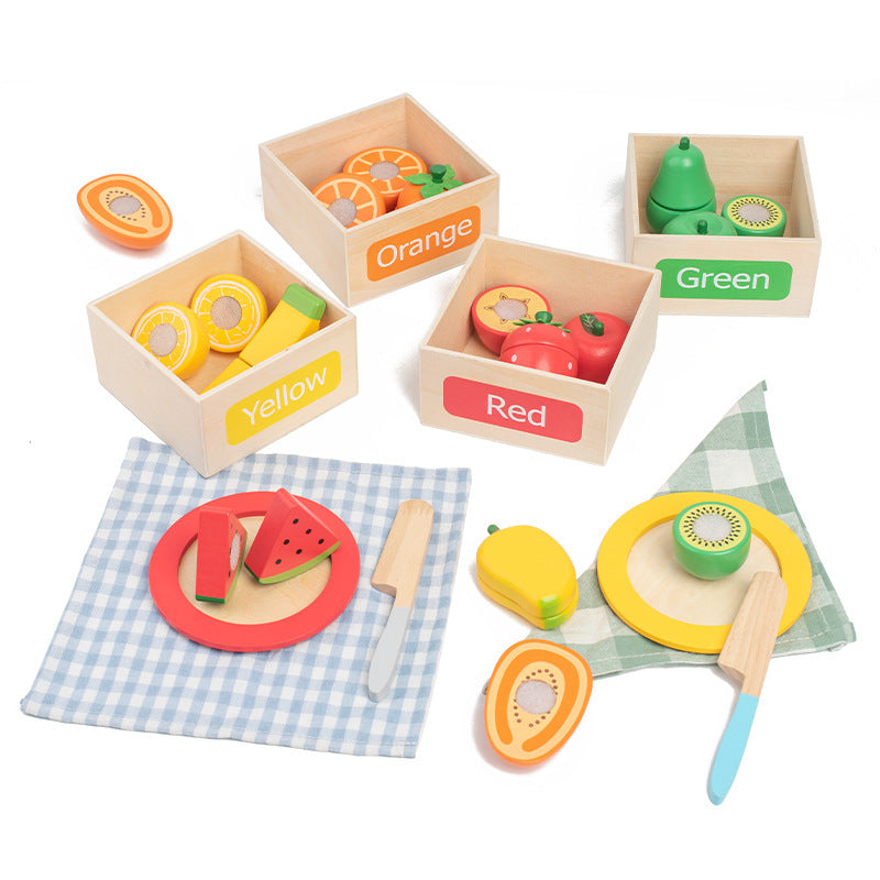 Kinmilo tactile wood fruit matching cutting vegetable toy set photo 43