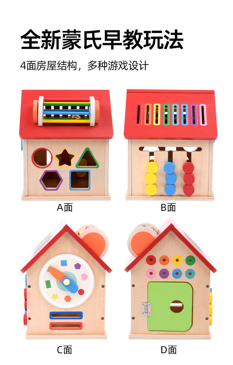 Wooden Montessori busy house or learning bus details and dimensions photo 30