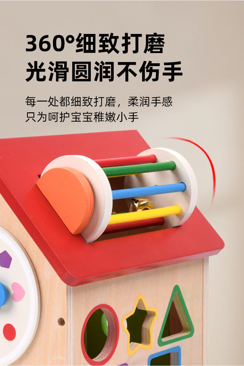 Wooden shape sorter house or multi activity bus toy detailed photo 41