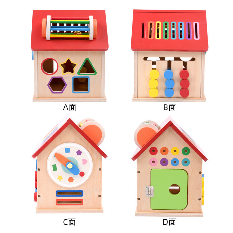 Wooden shape sorter house or multi activity bus toy detailed photo 52