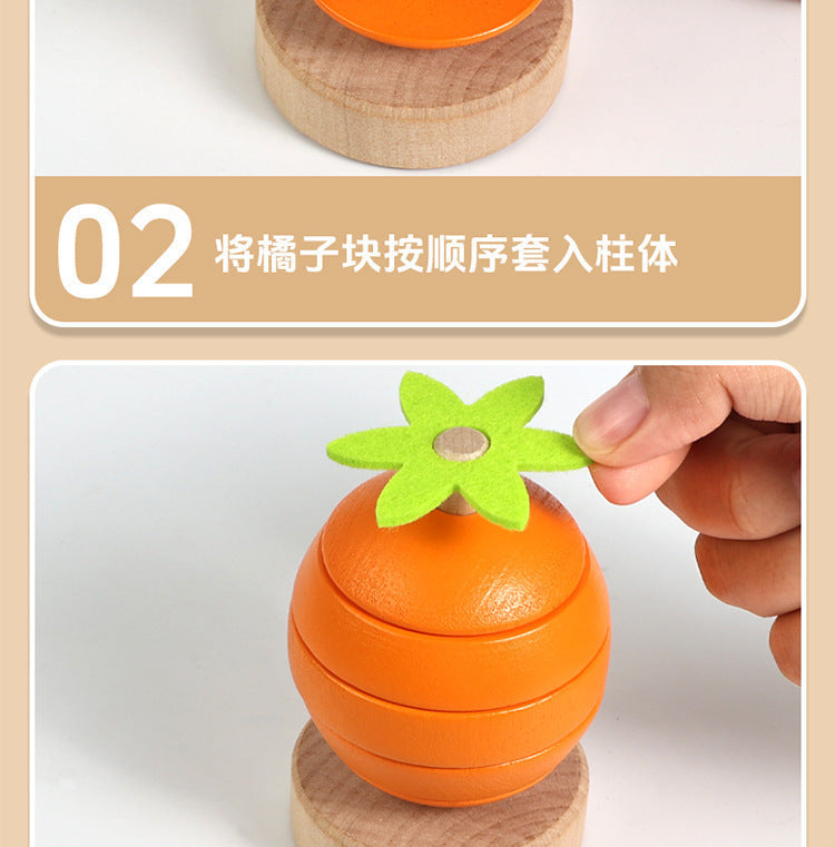 Wooden fruit Montessori activity stacking rings and dimensions image 32