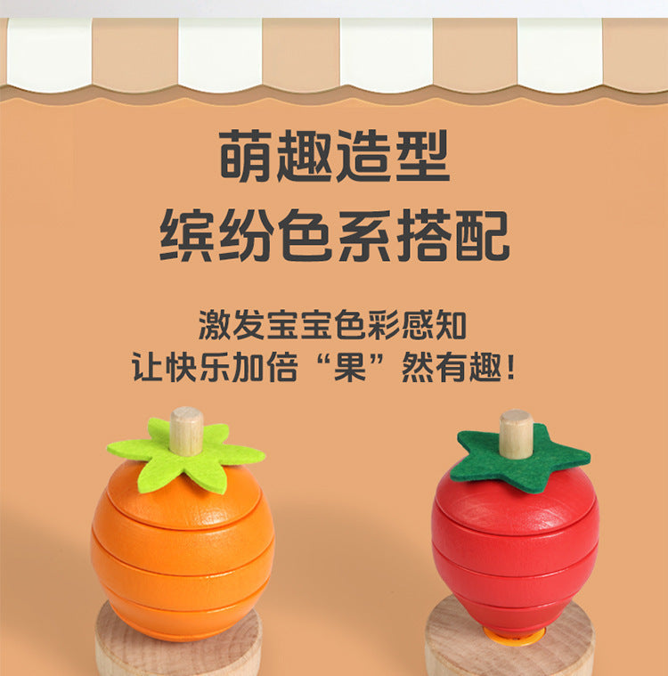 Wooden fruit Montessori activity stacking rings and dimensions image 33