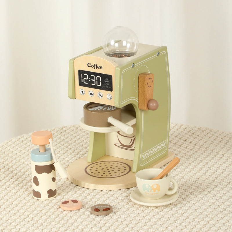 Kinmilo wooden mini kitchen appliance pretend play cafe role play photography view 4