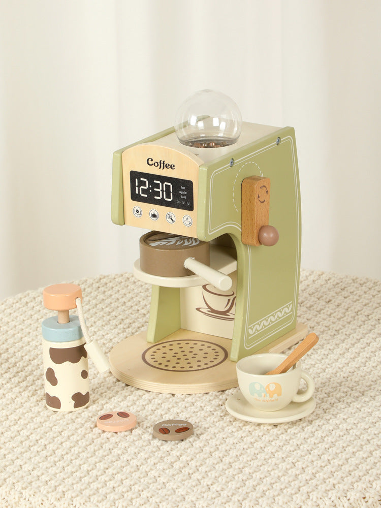 Kinmilo wooden mini kitchen appliance pretend play coffee maker, toaster and mixer detail view 10