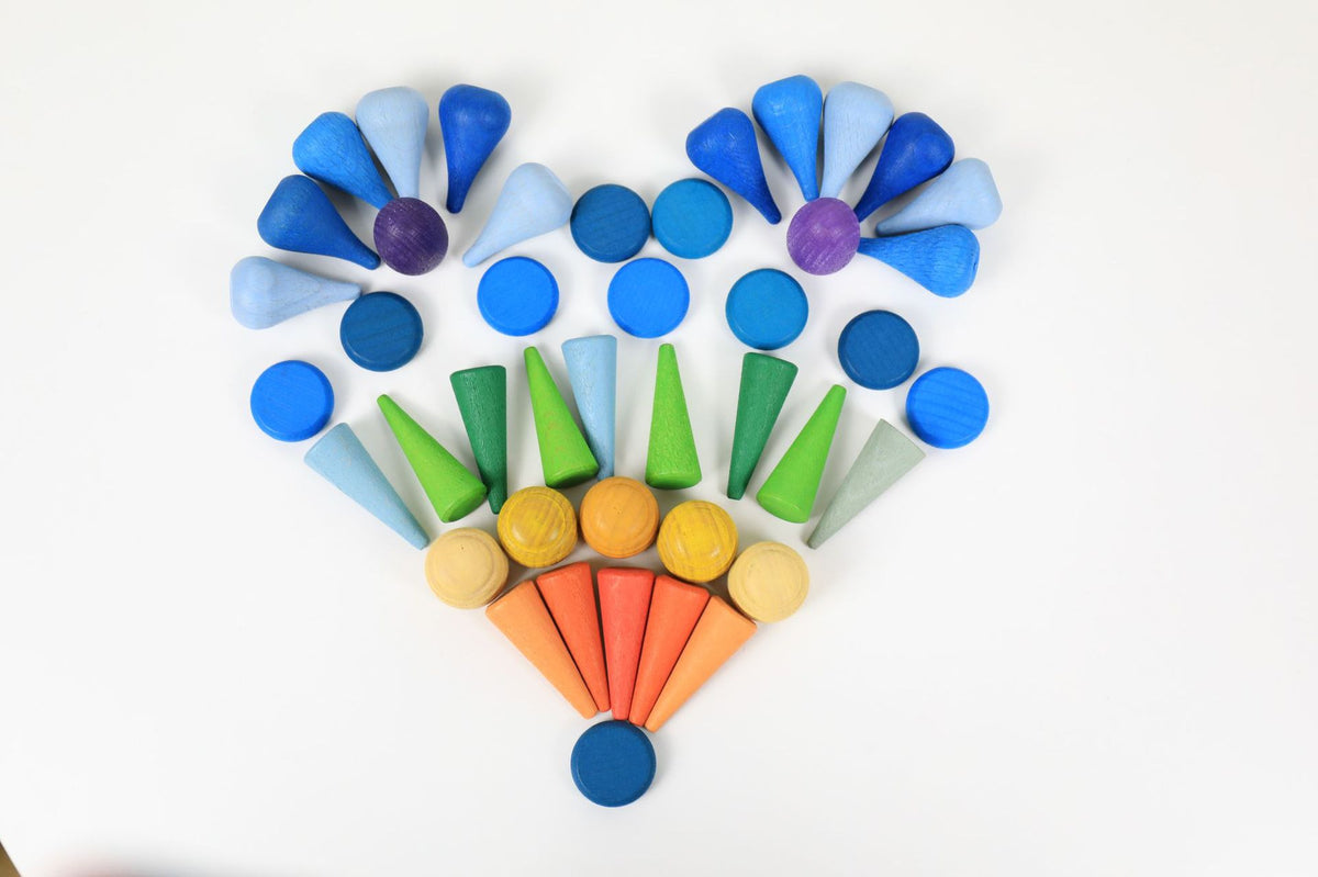 Kinmilo wooden colorful rainbow building blocks, geometric patterns and creative mosaic play detail 21