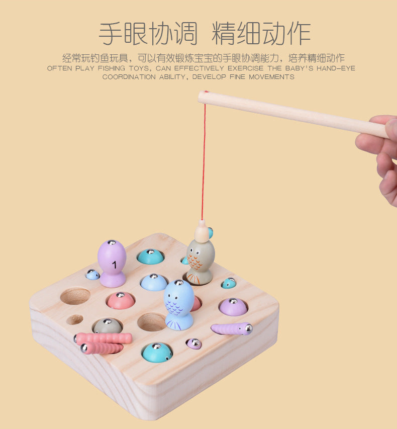 Kinmilo magnetic fishing game - wooden fish and number matching activity, image 14