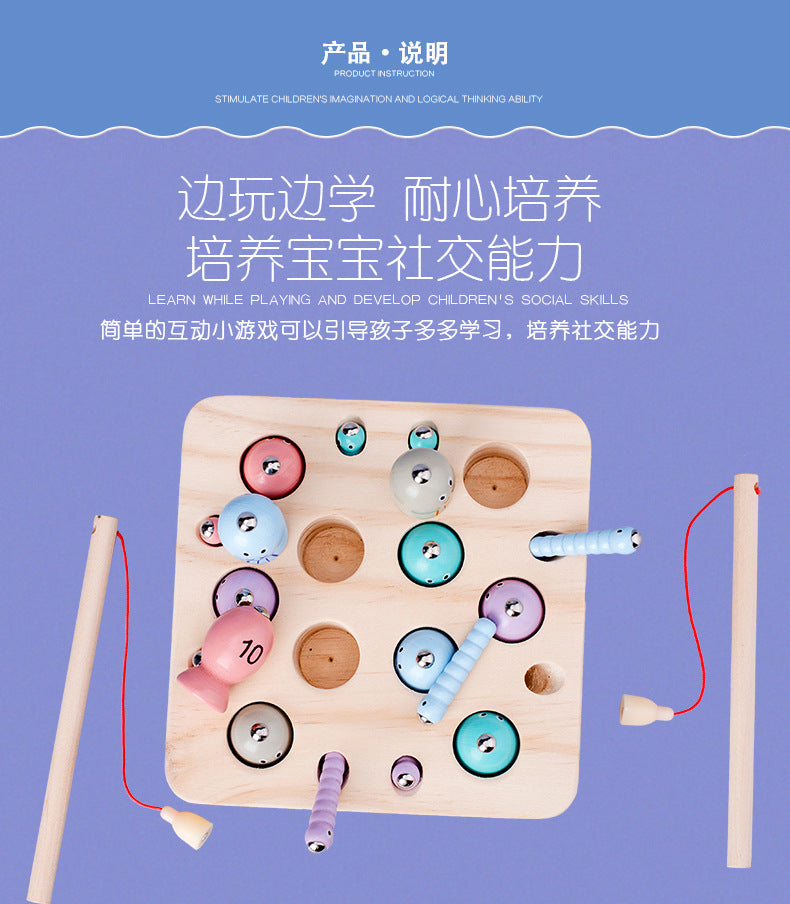 Kinmilo magnetic fishing game - wooden fish and number matching activity, image 16