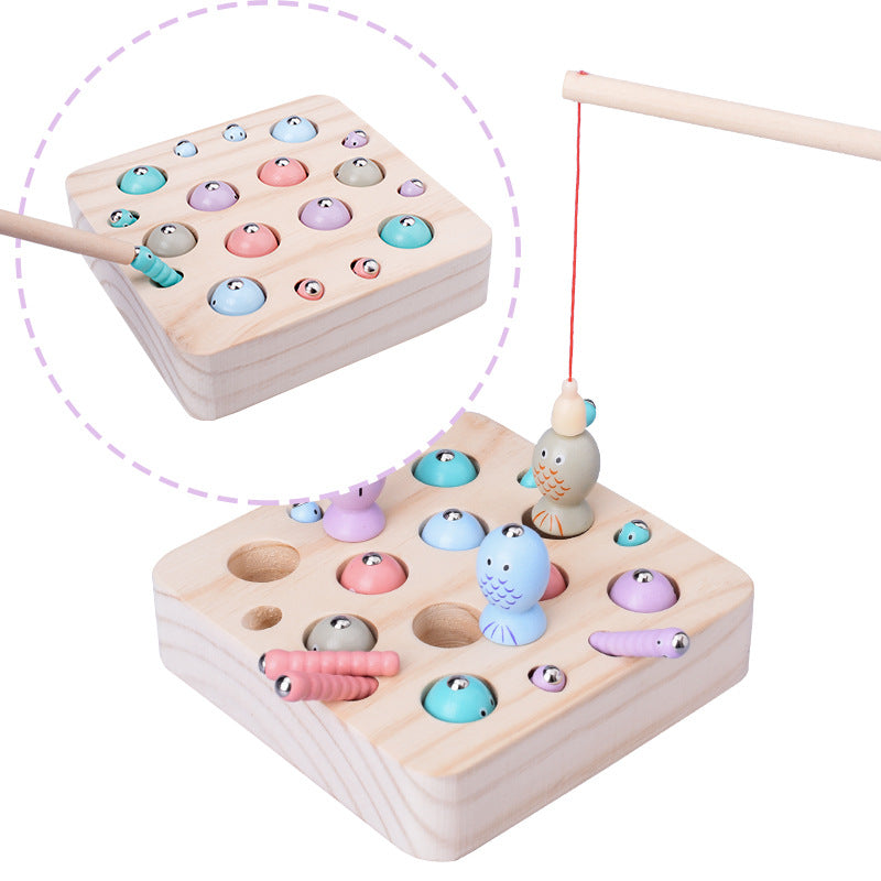 Kinmilo magnetic fishing game - wooden fish and number matching activity, image 2