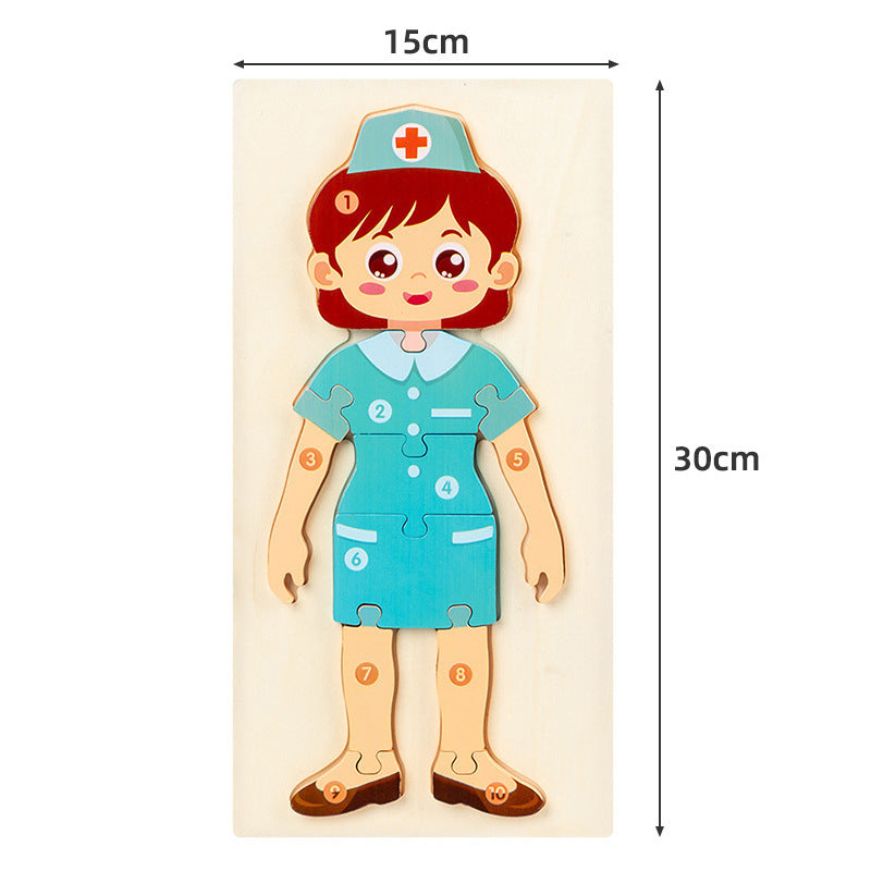 Occupations community helper character wooden puzzle board view 5