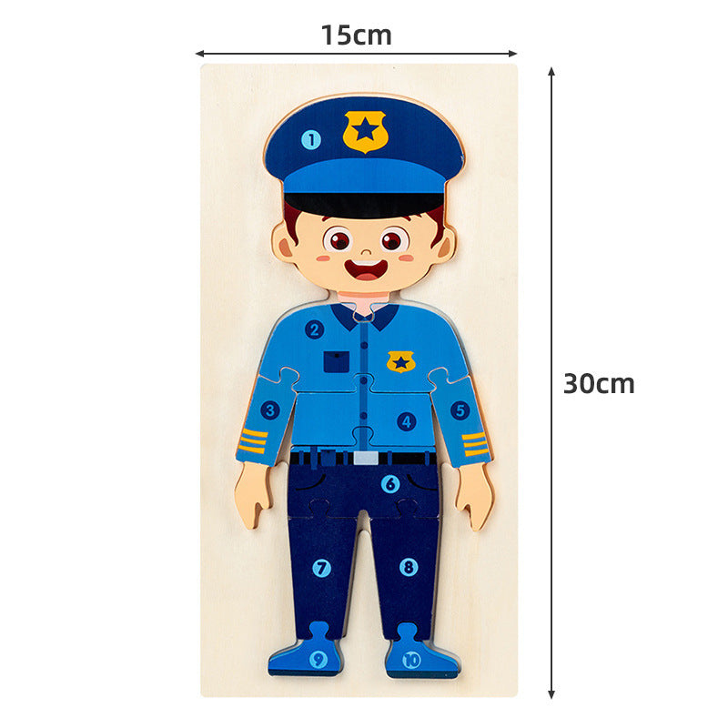 Occupations community helper character wooden puzzle board view 6