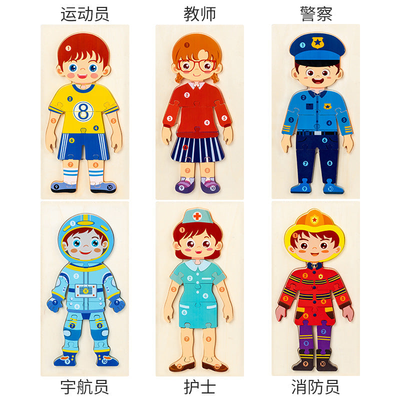 Occupations community helper character wooden puzzle board view 7