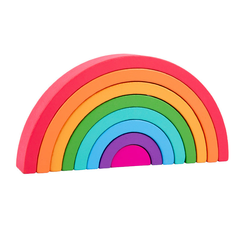 Rainbow wooden nesting blocks and stacking arches creative construction photo 1