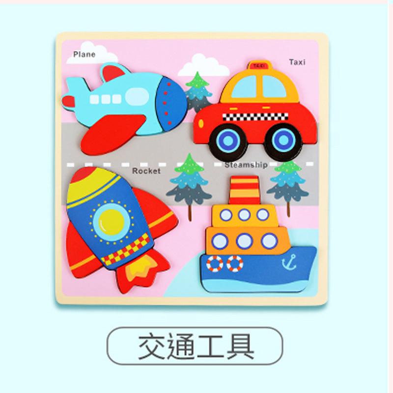 Kinmilo illustrated wooden animal and transport matching puzzle board - theme view 8