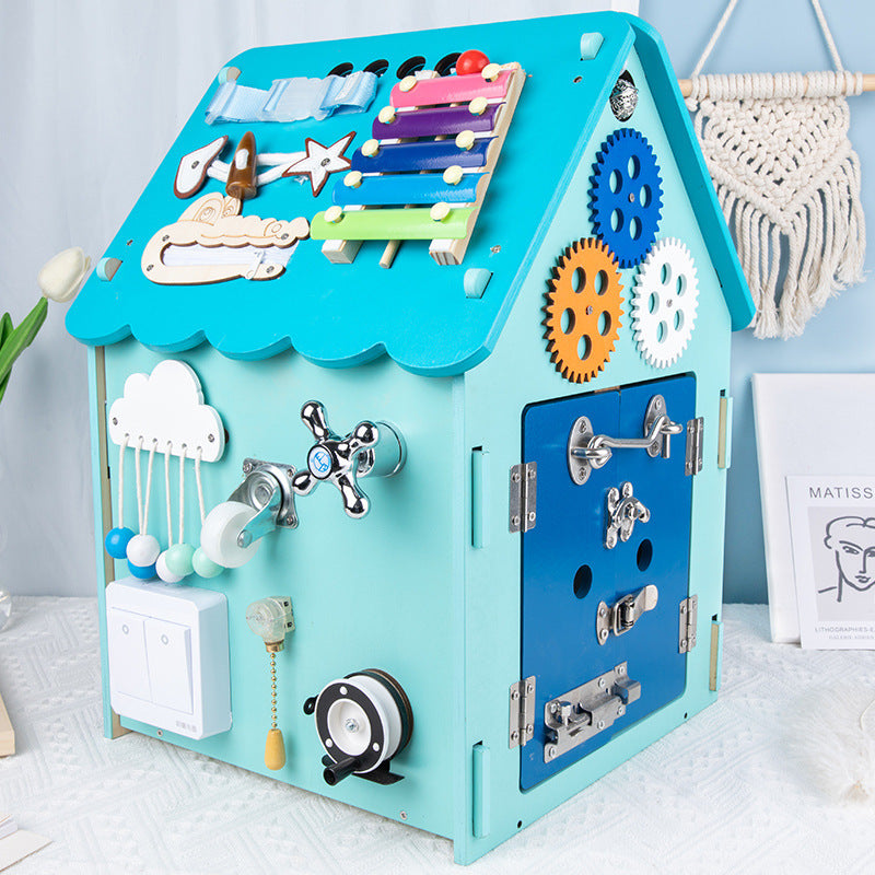 Kinmilo Montessori wooden sensory busy house locks gears switches, image 185
