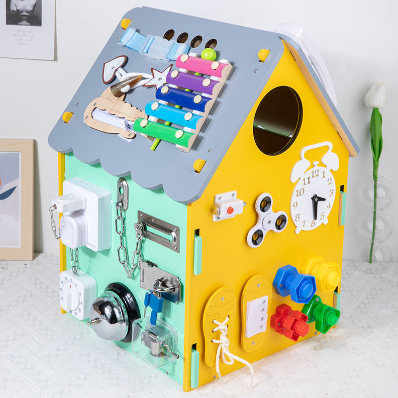 Kinmilo Montessori wooden sensory busy house locks gears switches, image 187