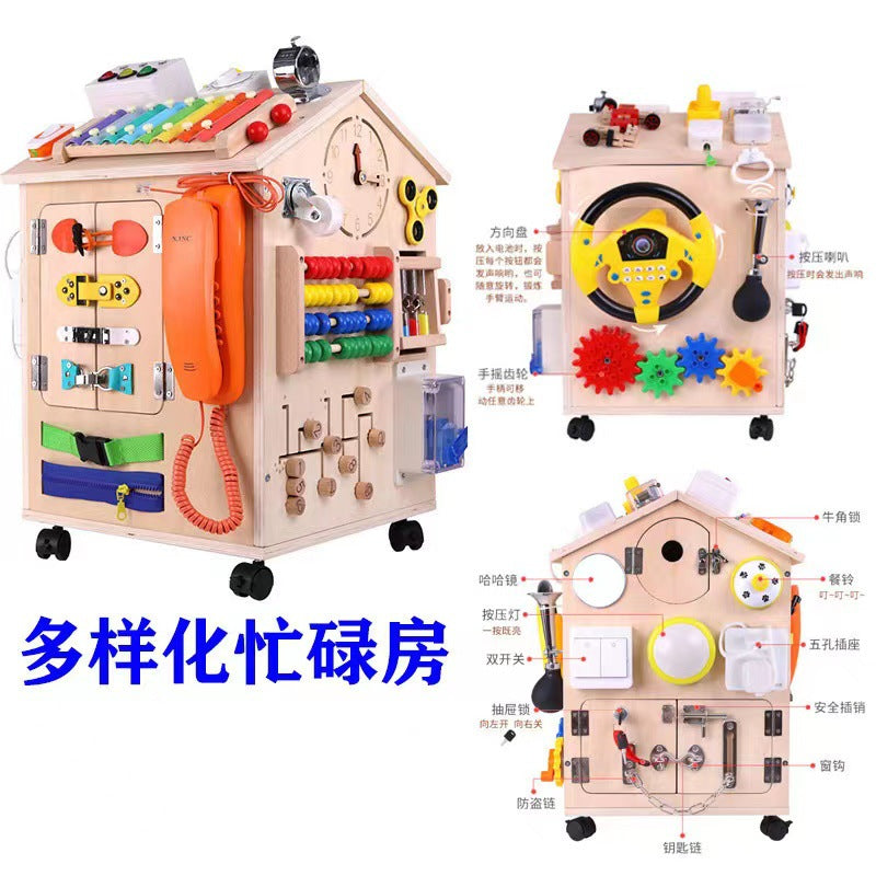 Kinmilo Montessori wooden sensory busy house locks gears switches, image 188