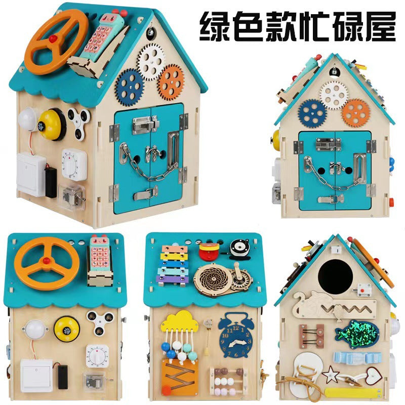Kinmilo Montessori wooden sensory busy house locks gears switches, image 189