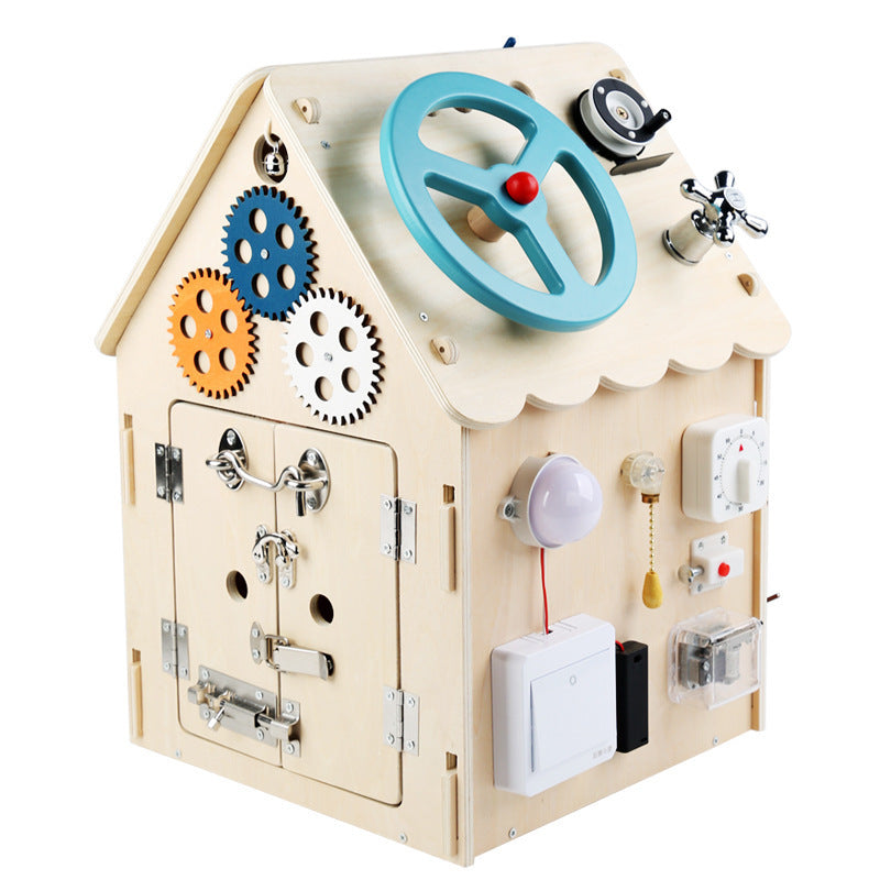 Kinmilo Montessori wooden sensory busy house locks gears switches, image 190