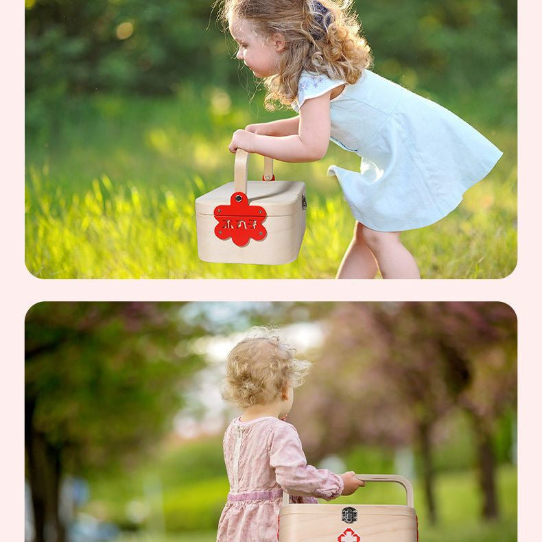 Kinmilo Wooden Doctor, First Aid & Rescue Pretend Play Carry Cases – 3 Sets