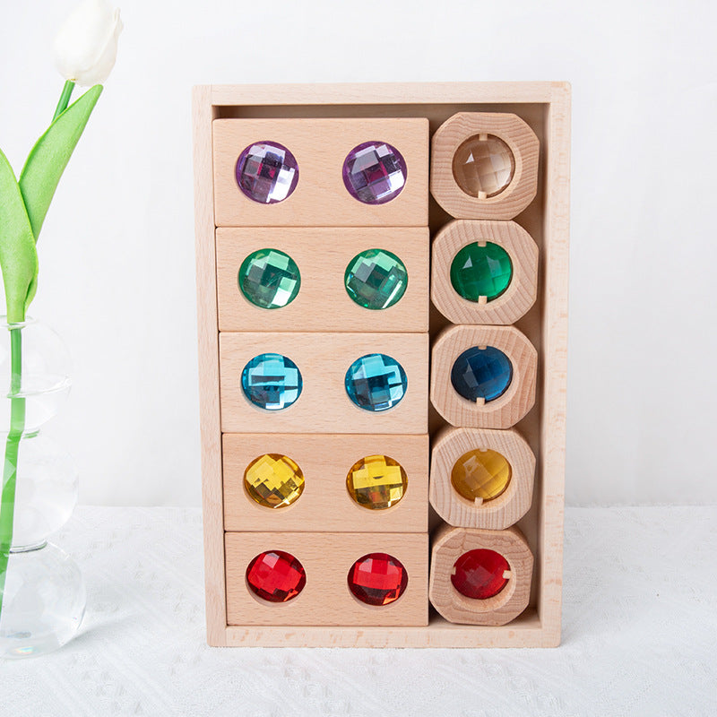 Kinmilo wooden gem building blocks and rainbow construction, photo 79