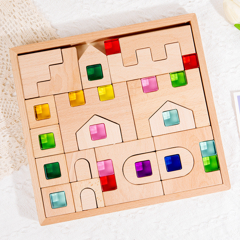 Kinmilo rainbow gem wooden building blocks and spatial construction, image 85