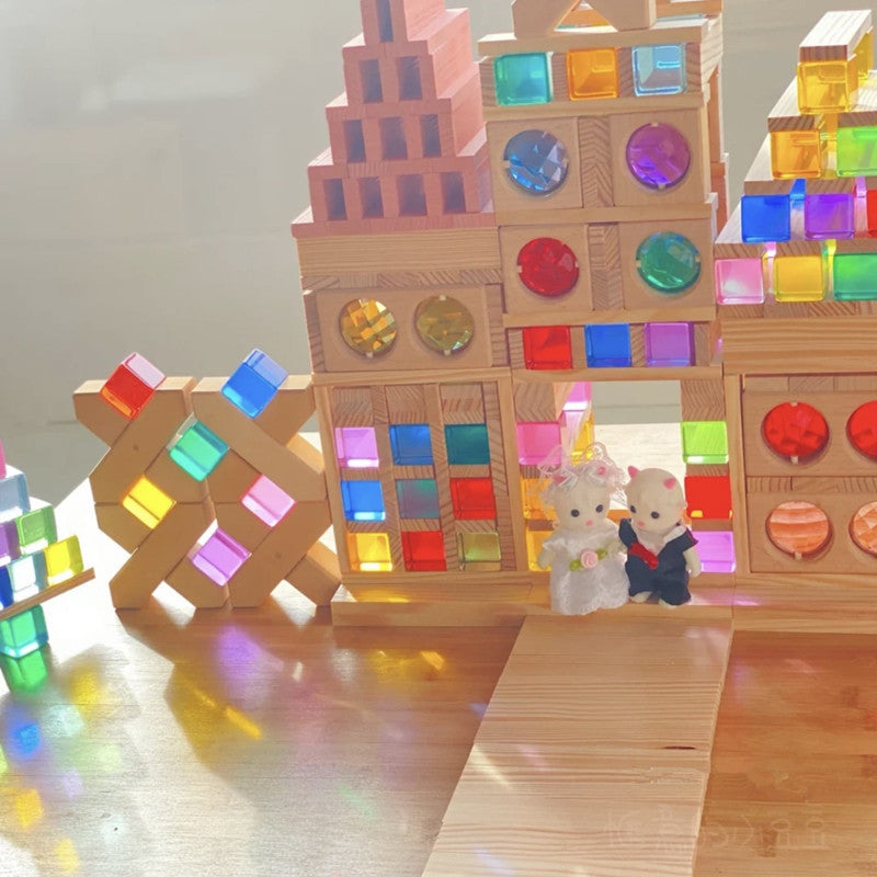 Kinmilo rainbow gem wooden building blocks and spatial construction, image 95