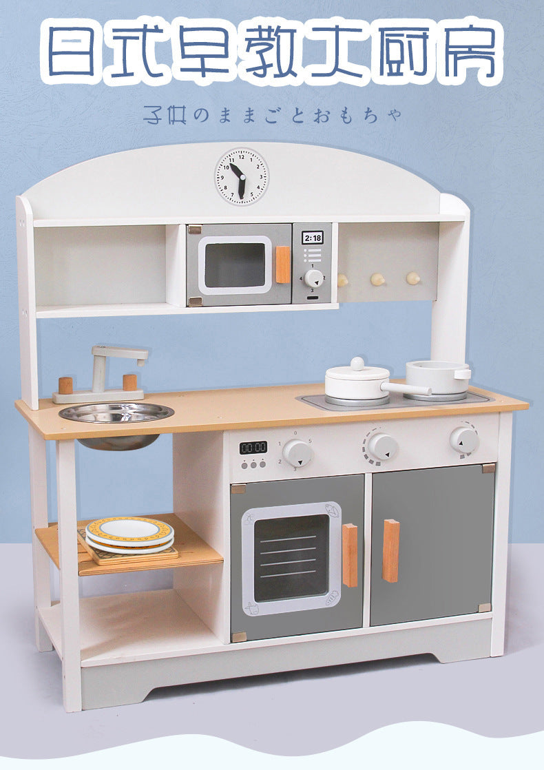 Kinmilo wooden kids play kitchens oven sink pretend laundry, image 154
