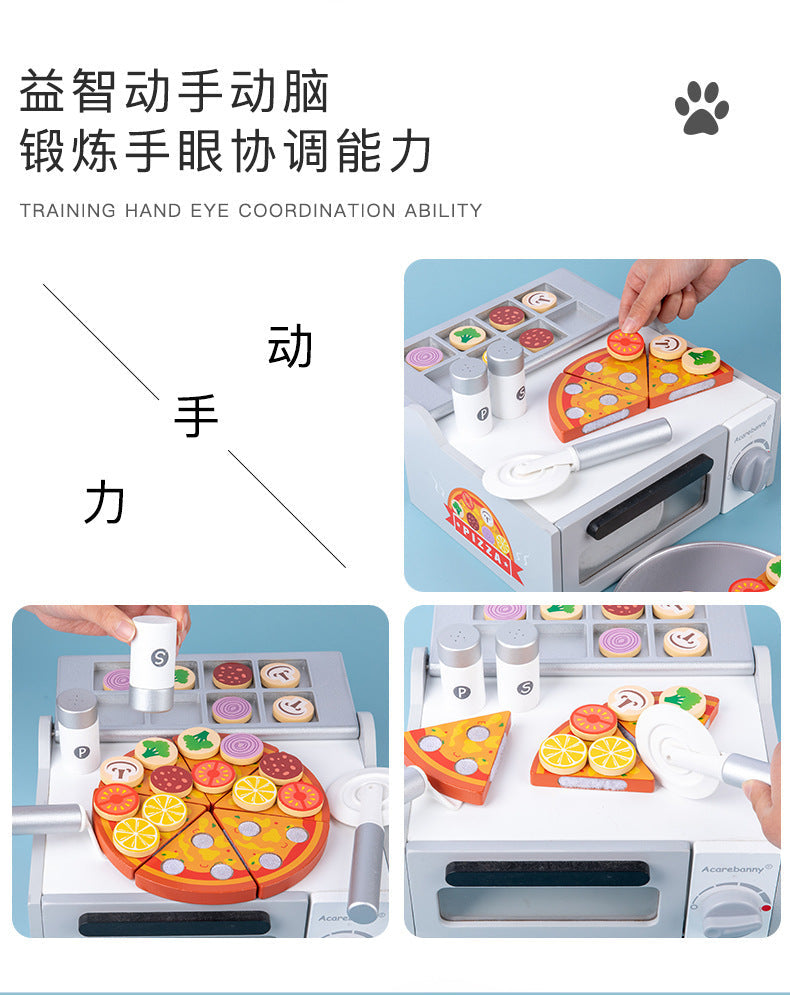Kinmilo wooden barbecue grill and pizza oven pretend cooking set photo 231
