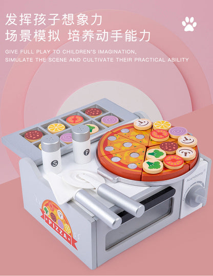 Kinmilo wooden barbecue grill and pizza oven pretend cooking set photo 236
