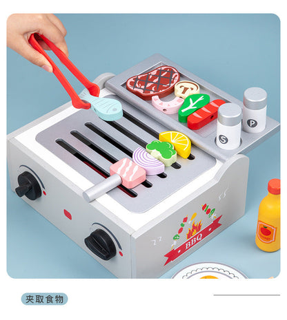 Kinmilo wooden barbecue grill and pizza oven pretend cooking set photo 237