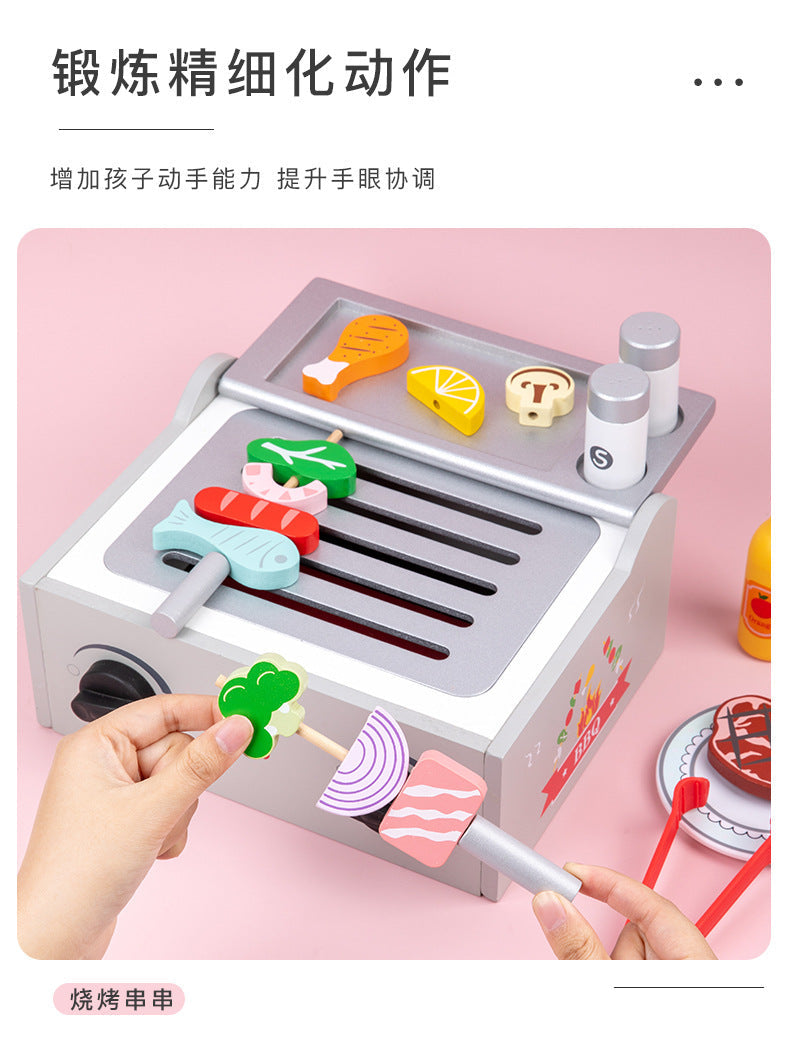 Kinmilo wooden barbecue grill pizza pretend cooking playset photo 240