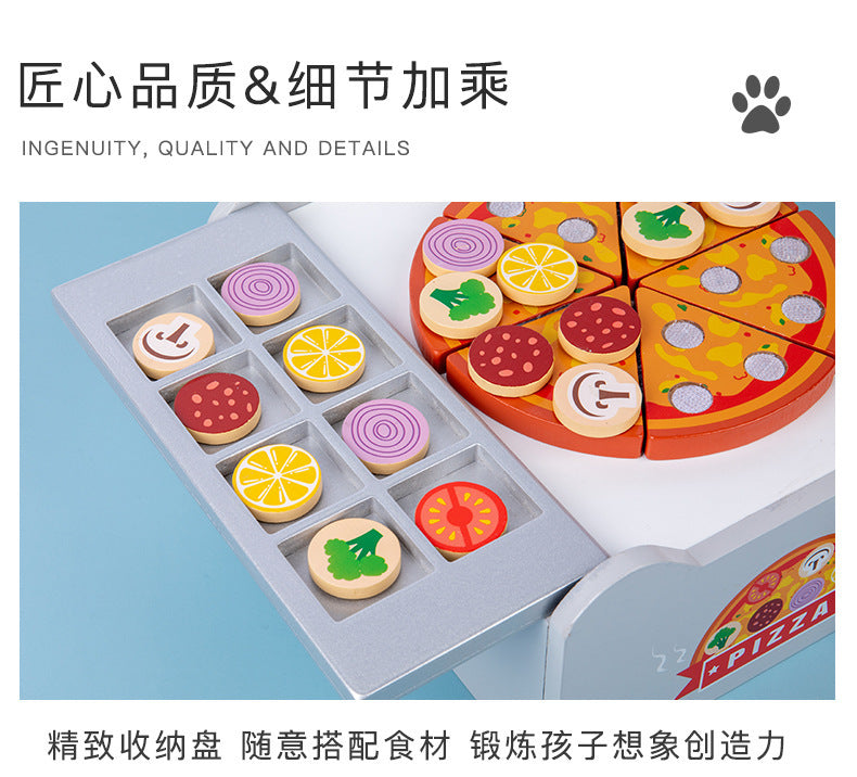 Kinmilo wooden BBQ grill pizza oven pretend play set photo 247