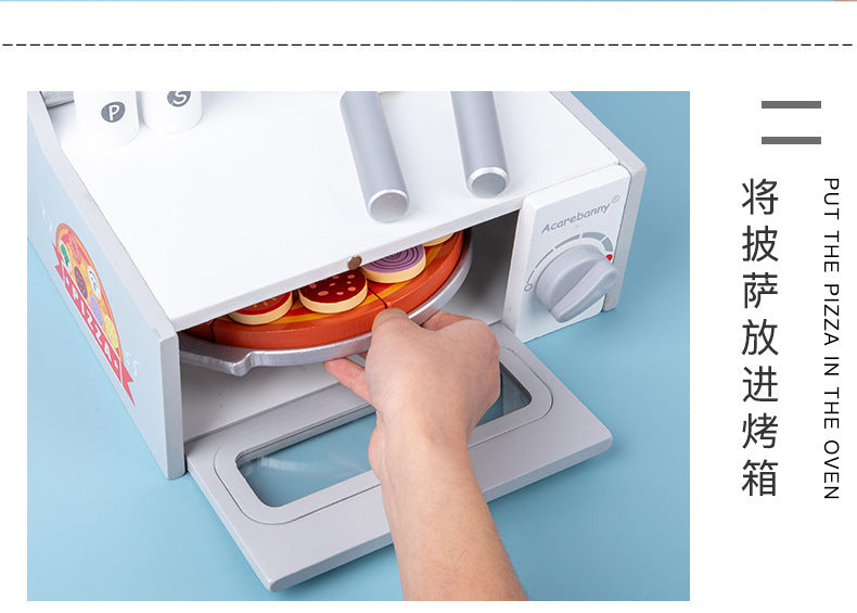 Kinmilo wooden BBQ grill pizza oven pretend play set photo 250