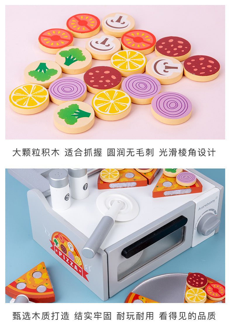 Kinmilo wooden BBQ grill pizza oven pretend play set photo 251