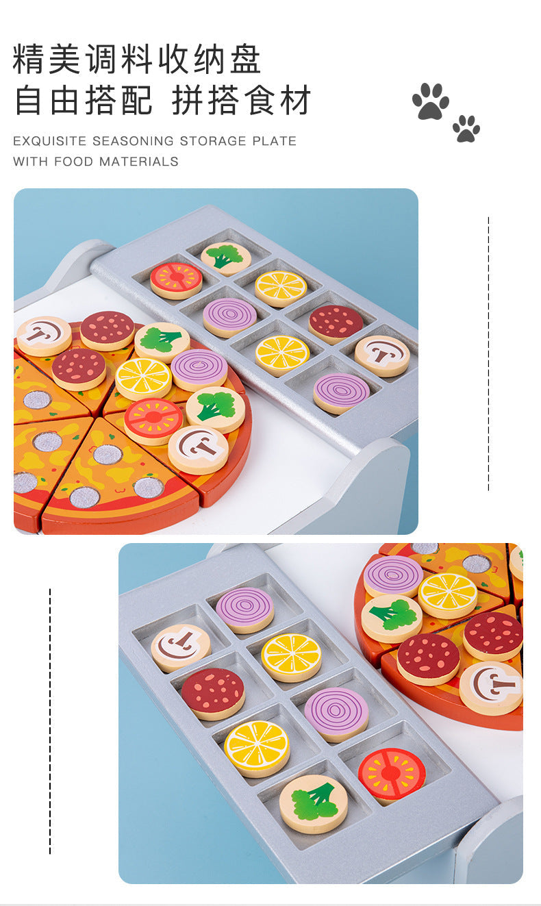 Kinmilo wooden BBQ grill pizza oven pretend play set photo 257