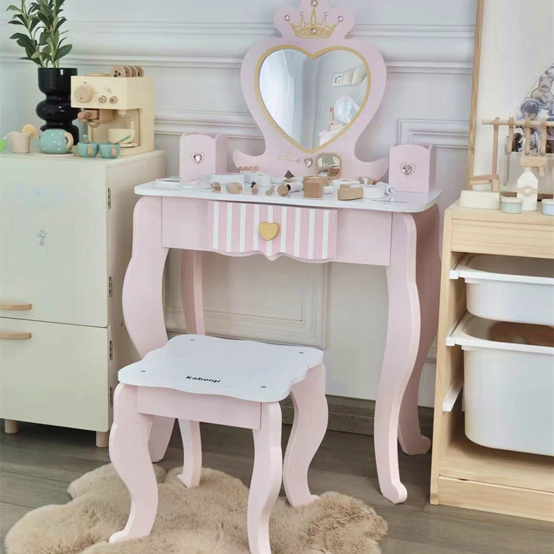 Kinmilo wooden princess vanity table pretend makeup set, image 38
