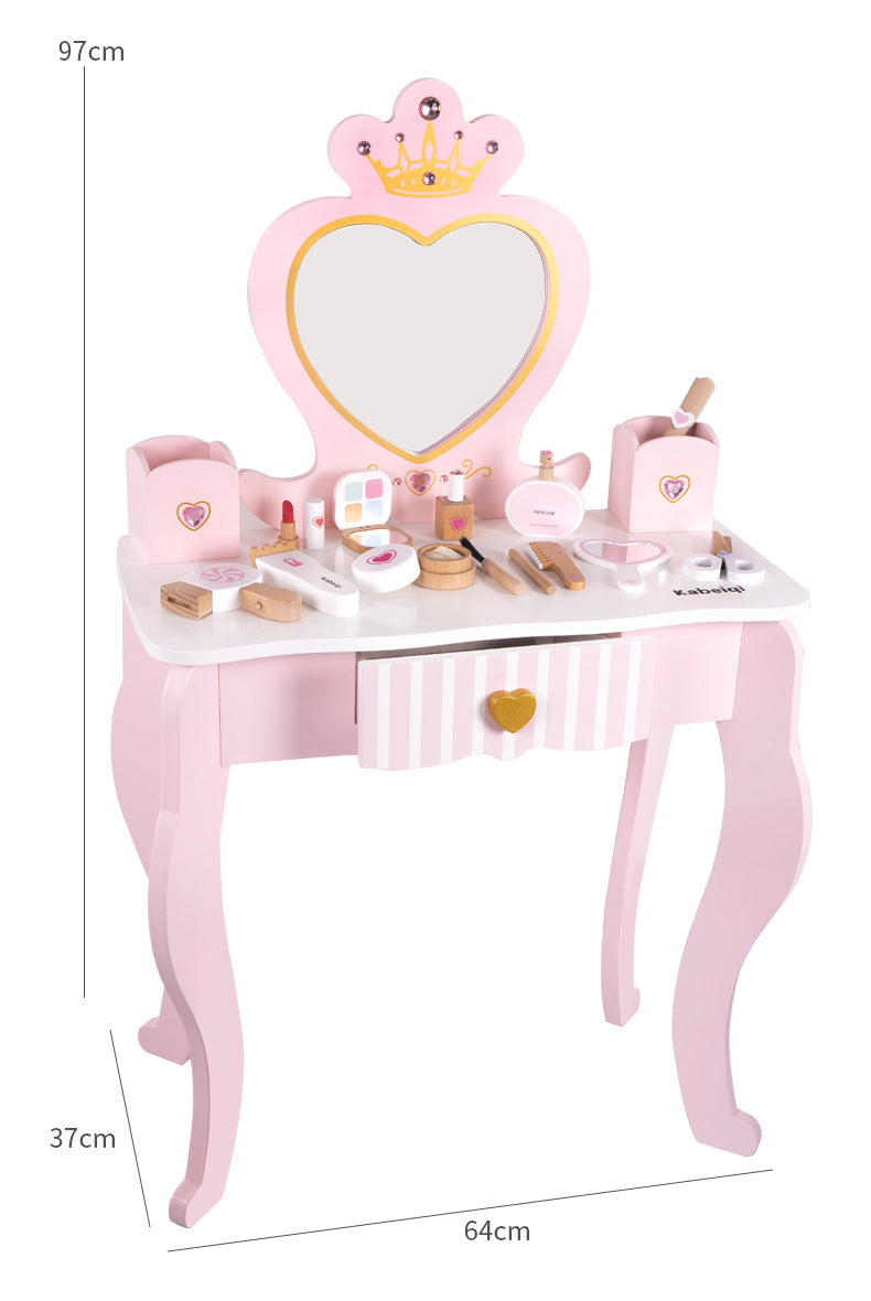 Kinmilo wooden princess vanity table pretend makeup set, image 42
