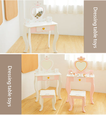 Kinmilo wooden princess vanity table pretend makeup set, image 43