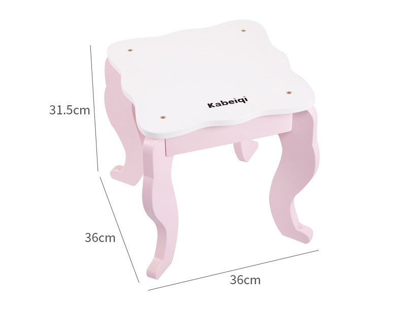 Kinmilo wooden princess vanity table pretend makeup set, image 44
