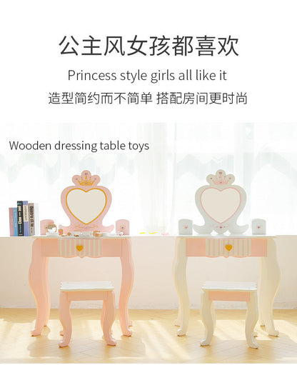 Kinmilo wooden princess vanity table pretend makeup set, image 47