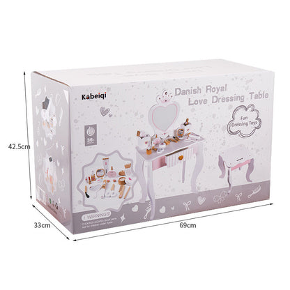 Kinmilo wooden princess vanity table pretend makeup set, image 51